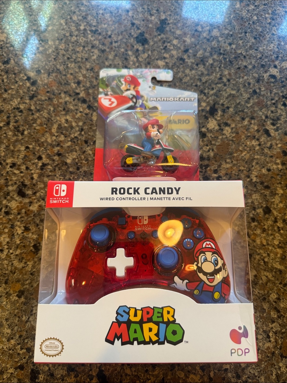 Rock & Candy Super Mario Wired Controller - Transparent Red with Blue Accents
